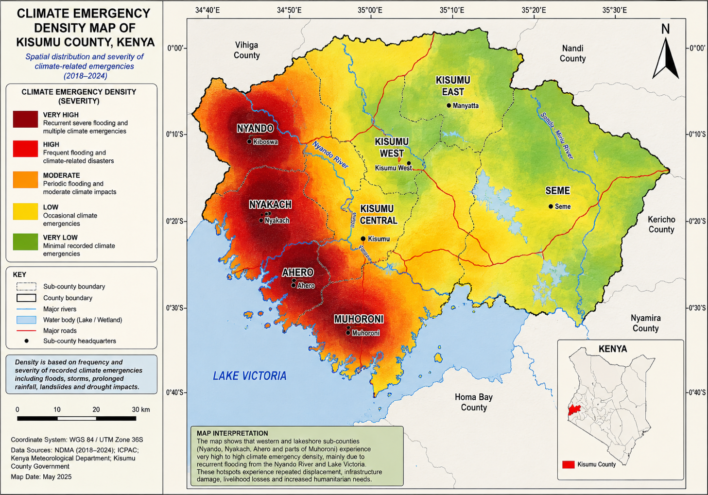 Spatial distribution and severity of climate-related emergencies (2018-2024)